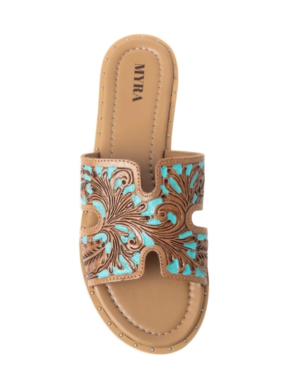 NWT Carmina Anne Western Leather Tooled Sandals - Picture 7 of 8